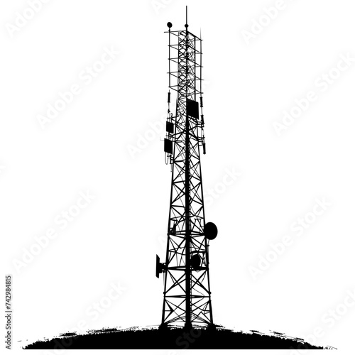 Silhouette telecommunication tower black color only