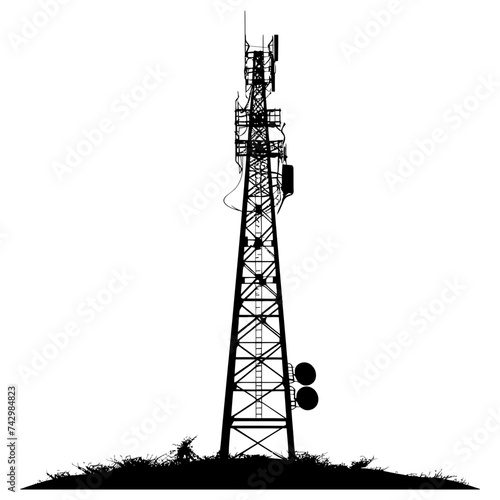 Silhouette telecommunication tower black color only