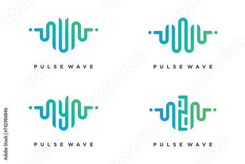 Pulse with letter V, W, X, Y design element vector icon concept