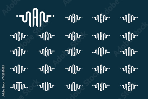 Set of pulse with letter A to Z design element vector icon concept