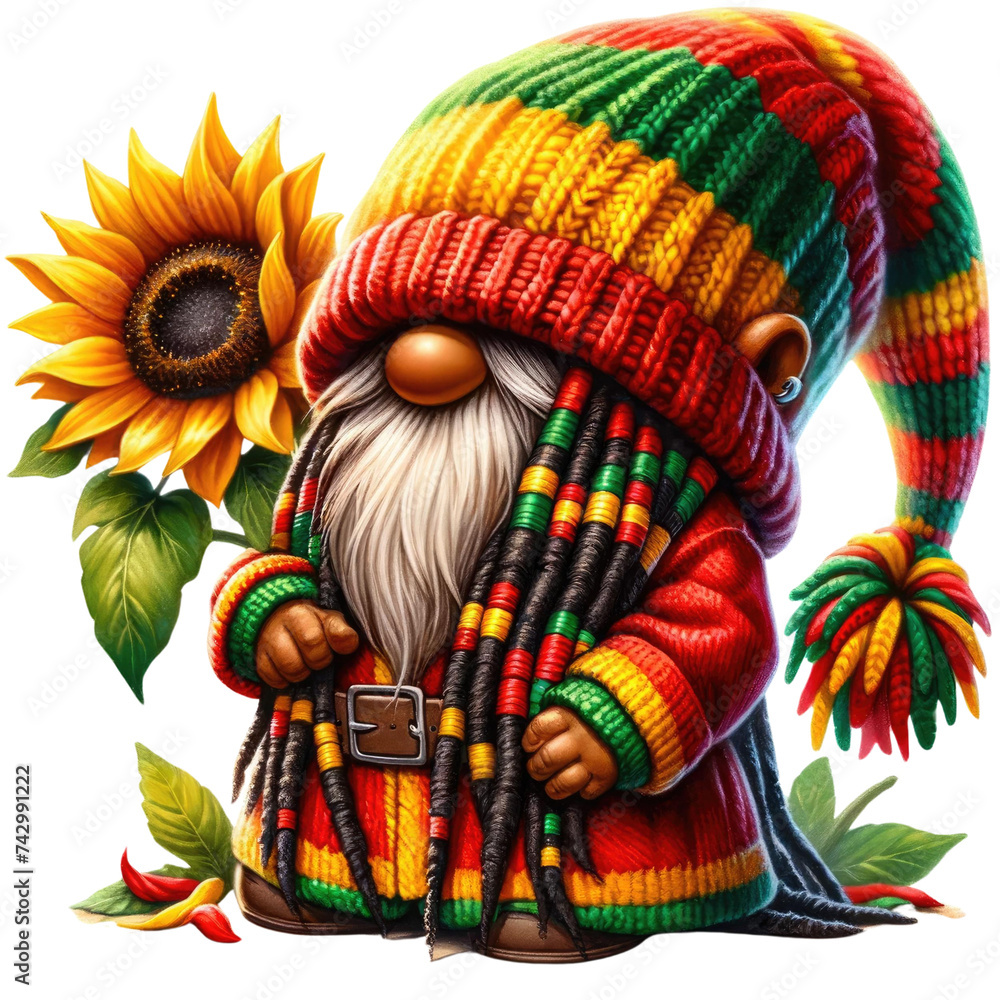 Obraz premium Black History Month and Juneteenth African gnome, transparent background