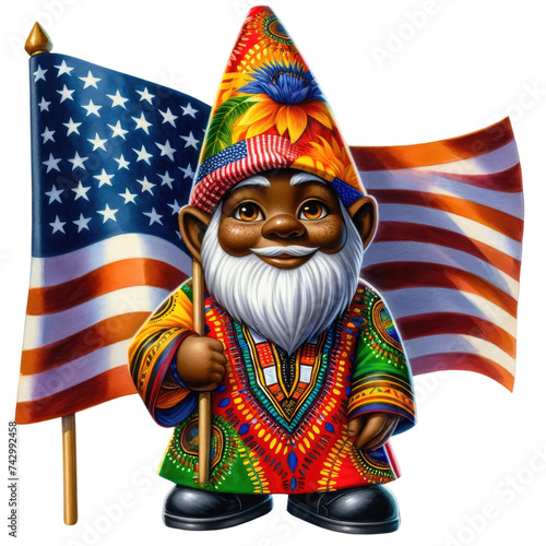 Black History Month and Juneteenth African gnome,
 transparent background photo