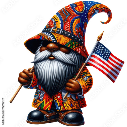 Black History Month and Juneteenth African gnome,
transparent background photo