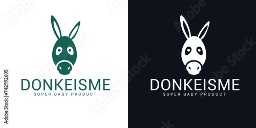 Vector silhouette donkey horse logo template