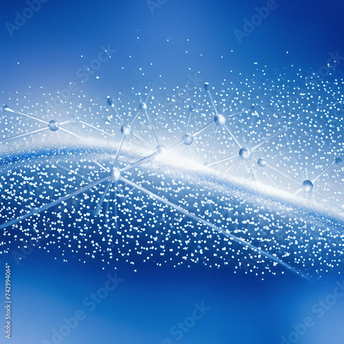 Abstract connected dots on a  blue background. Technology computering concept