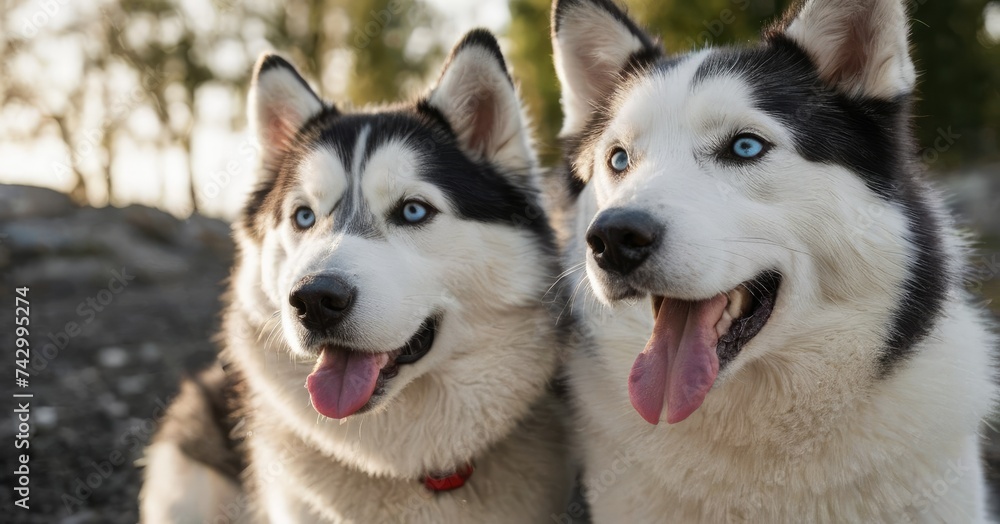 Two funny handsome brother Husky