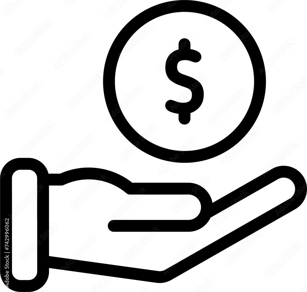 hand and money line icon vector. symbol, sign, cashback hand and money line icon vector. symbol, sign, cashback