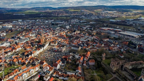 Fototapeta Naklejka Na Ścianę i Meble -  Aerial of the city  Bad Hersfeld in Hesse, Germany on a sunny day in autumn