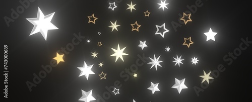 XMAS Stars - Holiday golden decoration  glitter frame isolated -