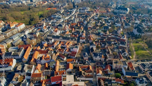 Aerial of the city Bad Nauheim in Hesse, Germany on a sunny day in autumn photo