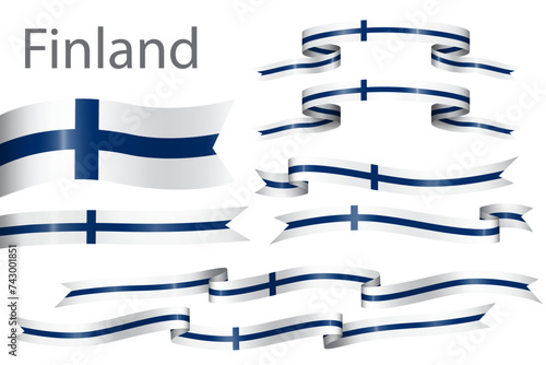 set of flag ribbon with colors of Finland for independence day celebration decoration