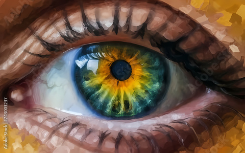  oil painting eye, depicting intricate details and rich colors that capture the depth and expressiveness of the human gaze, generative ai