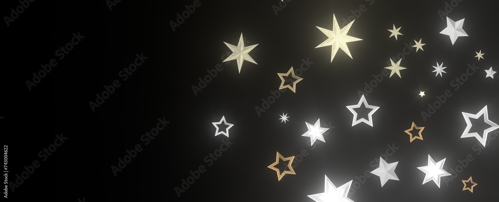 Festive Celestial Cascade: Mesmerizing 3D Illustration of Descending Christmas Stars Festive Celestial Cascade: Mesmerizing 3D Illustration of Descending Christmas Stars