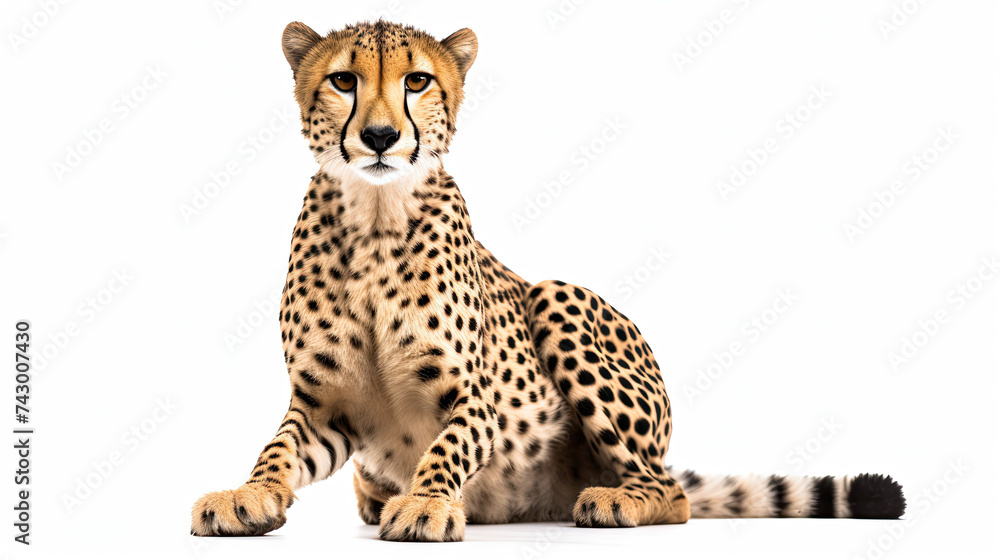 Cheetah setting isolated on white background Cheetah setting isolated on white background