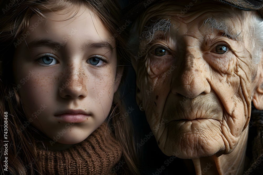 Contrasting generations youth and elderly showcasing beauty and life ...