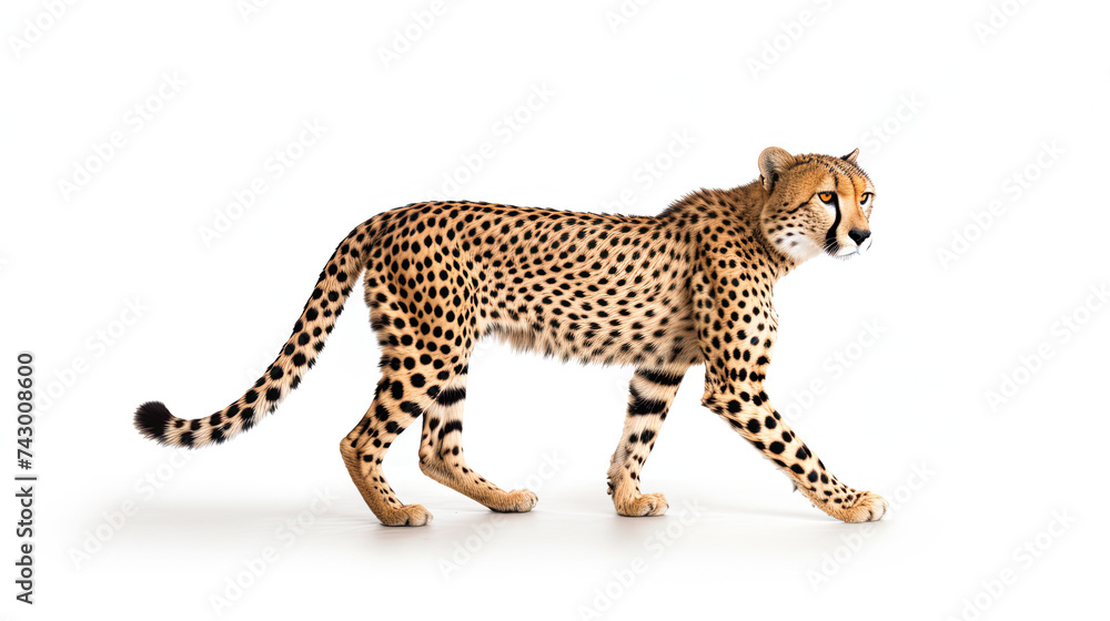 Cheetah Walking isolated on white background Cheetah Walking isolated on white background