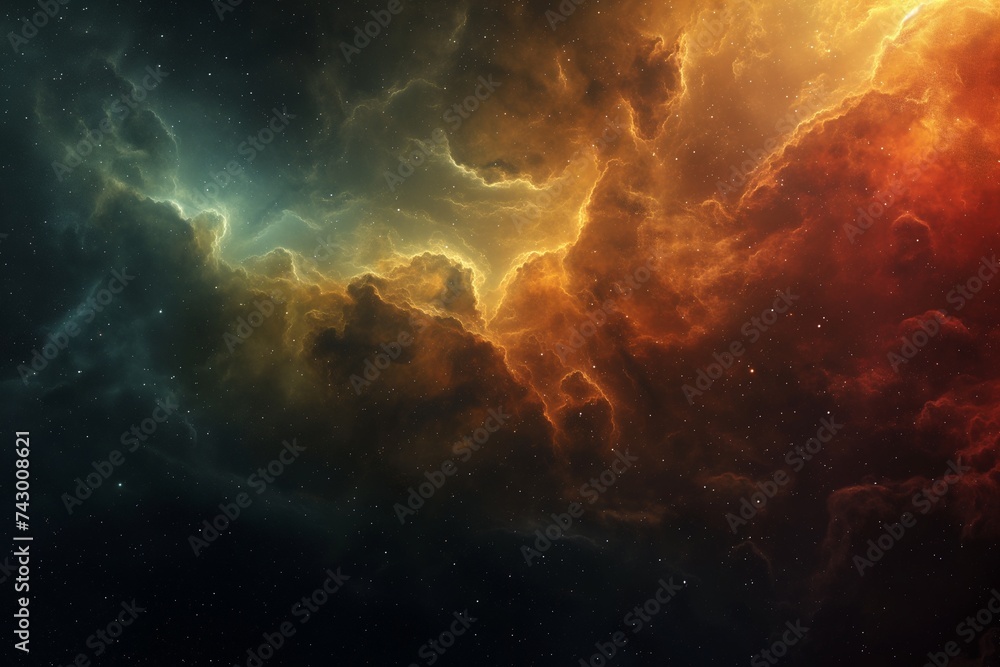 An image capturing the ethereal beauty of a space nebula, hiding mysterious worlds and civilizations within its colorful clouds. 8k - obrazy, fototapety, plakaty 