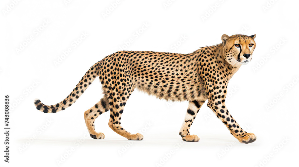 Obraz premium Cheetah Walking isolated on white background