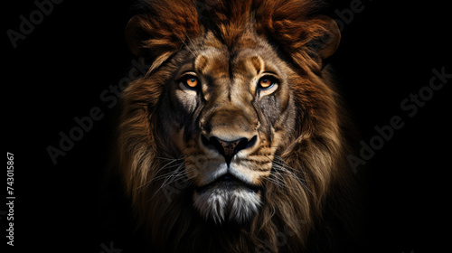 Lion king Portrait on black background Wildlife © Sameer