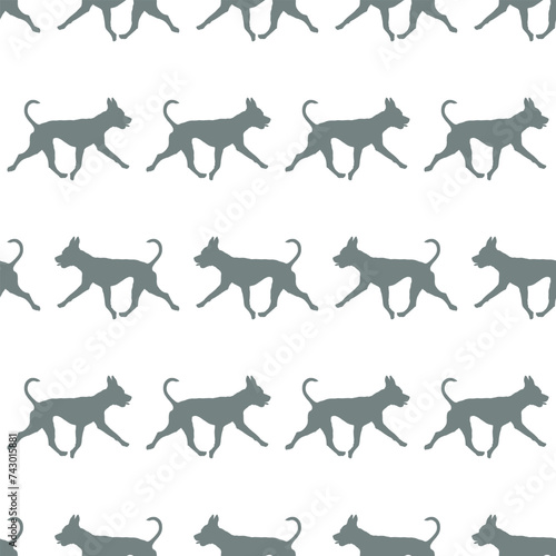 Running american pit bull terrier isolated on a white background. Seamless pattern. Endless texture. Design for wallpaper  fabric  print  template. Vector illustration.