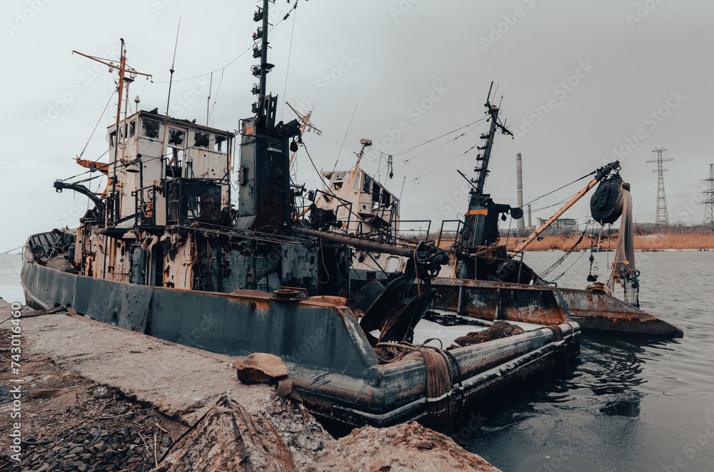 old ship ran aground in Ukraine