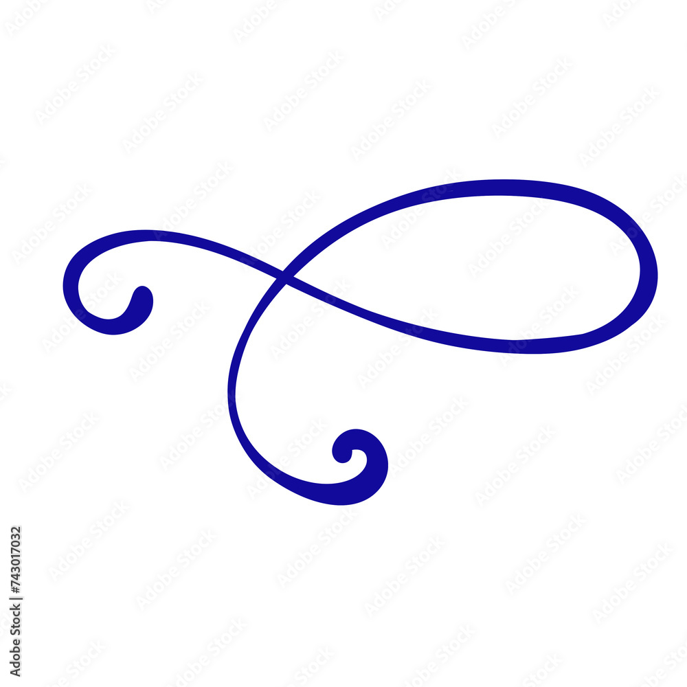 Fototapeta premium Blue Squiggle Wavy Line Curved Shape