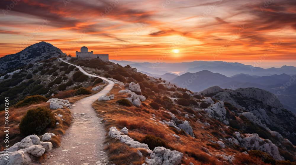 Lovcen Mountains National park at sunset in Monte