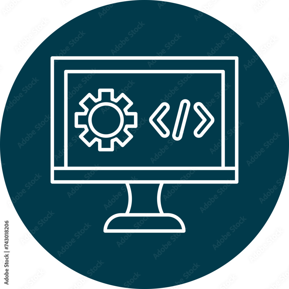 Web Development Line Circle Icon Web Development Line Circle Icon