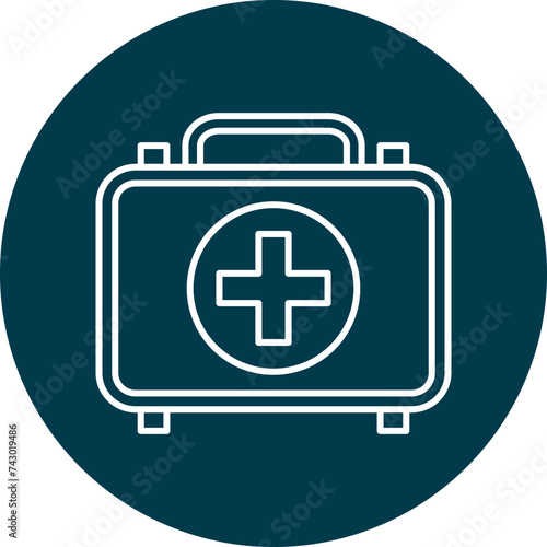 First Aid Kit Line Circle Icon