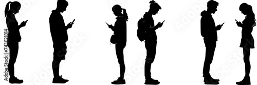 mobile phone people girl boy standing black and white