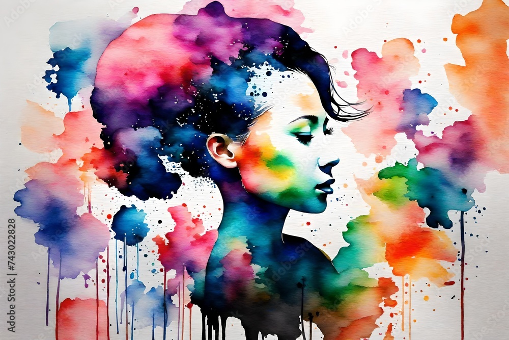 colorful paint splatters to fill the silhouette