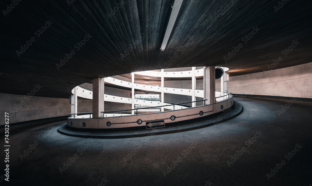 spiral ramp of a parking garage	
 - obrazy, fototapety, plakaty 