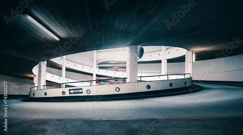 Konstfotografi spiral ramp of a parking garage