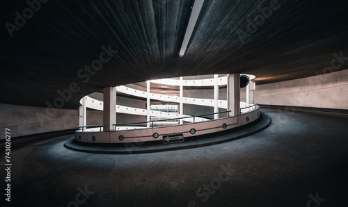 spiral ramp of a parking garage	
 photo
