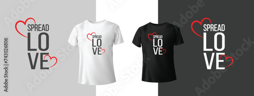 T shirt print design with palm tree. T-shirt design with typography and tropical palm tree for tee print, apparel.  typography t shirt design, motivational typography inspirational. Spread love
