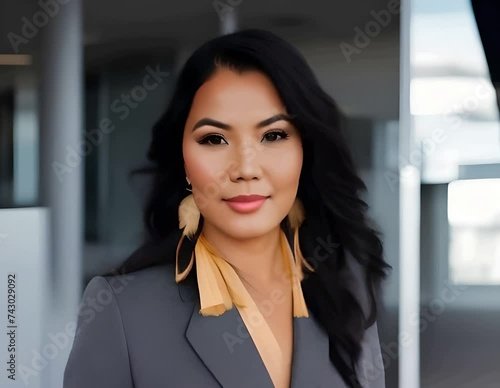 A native indigenous woman in a business suit photo