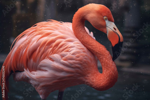 Vibrant Pink Flamingo in Serene Water Setting