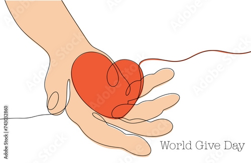 Heart. Hand. Generosity. Help. One line.