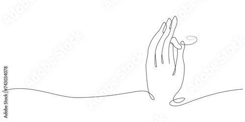 Vector one line art illustrations of buddha hands. Continuous line art of hand Lord Buddha and Vesak day