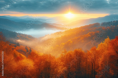 Foggy autumn dawn in the mountains © Landscape Planet