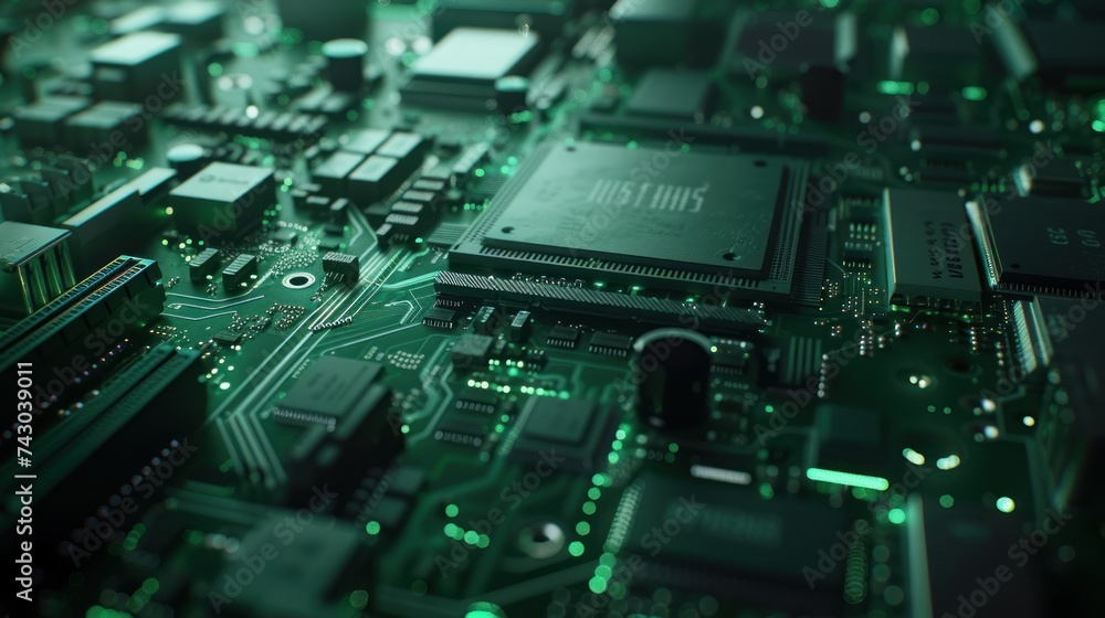Green light circuit board. technology background computer central processor cpu concept Motherboard digital chip Green light circuit board. technology background computer central processor cpu concept Motherboard digital chip