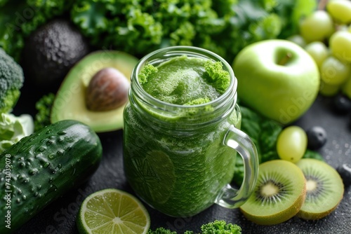 Green Healthy Smoothie Glass, Vegan