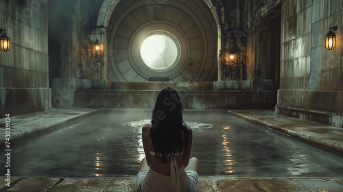 Woman in an Ancient Spa. photo