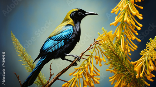 New Zealand native bird wild tree nature © Sameer