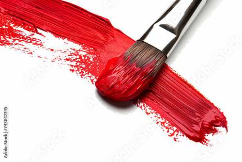 Paint brush Strokes of red paint on white