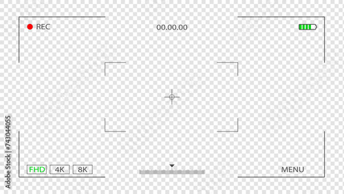 Digital video recorder display screen template. Focusing digital display screen, Transparent background. Vector illustration