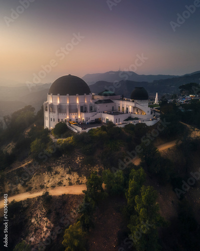 Aerial view of California Observatory at sunset, California, United States. photo
