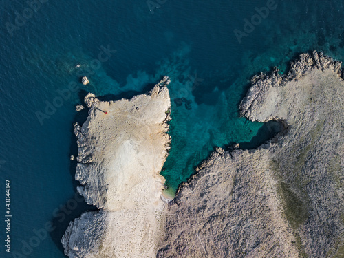 Aerial view of the coastline of Coki Baska Island, Croatia. photo