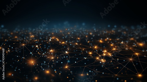 Digital network mesh with glowing nodes and lines illustrating connectivity and data concepts.