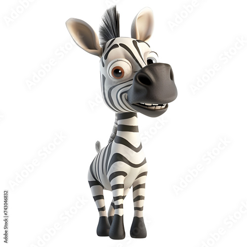 3D Cartoon Zebra Logo Illustration No Background Perfect for Print on Demand NFT Creation